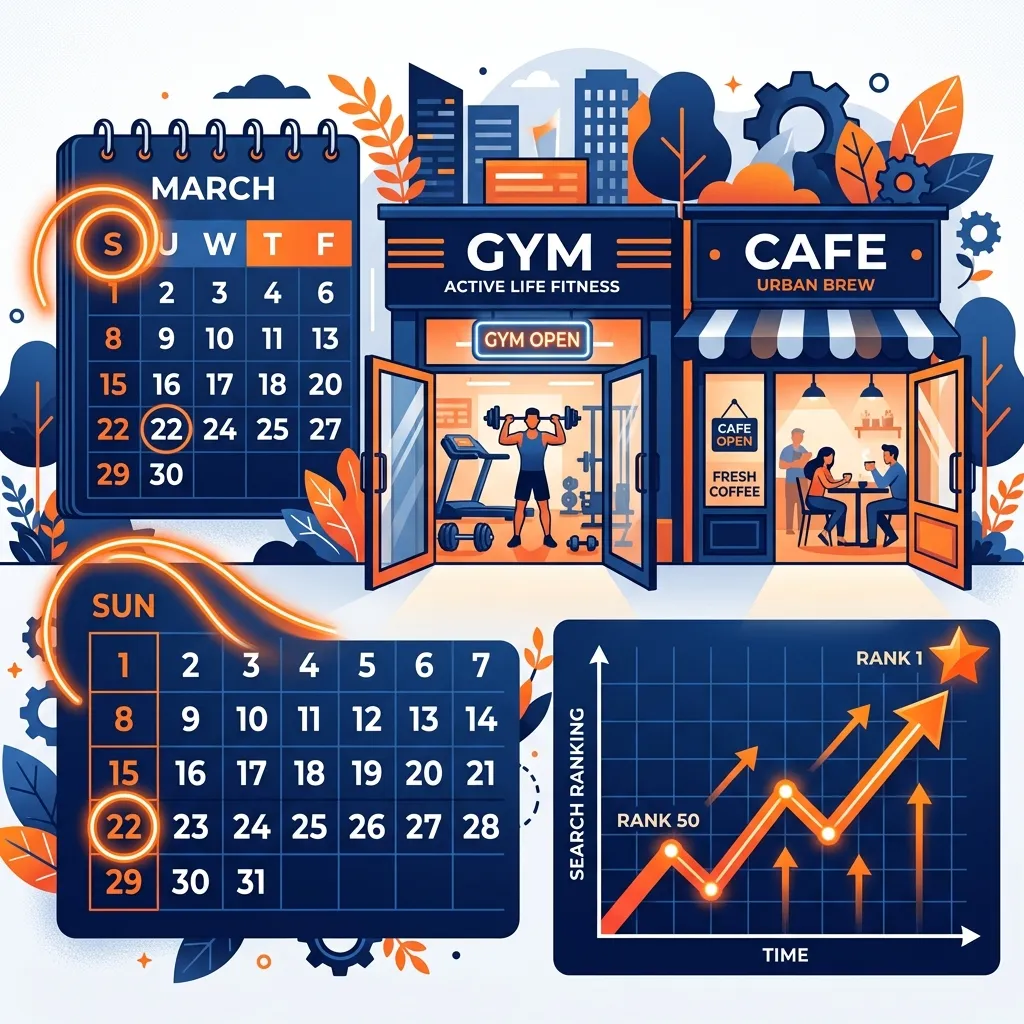 Sunday Open Calendar and Rising Local SEO Graph